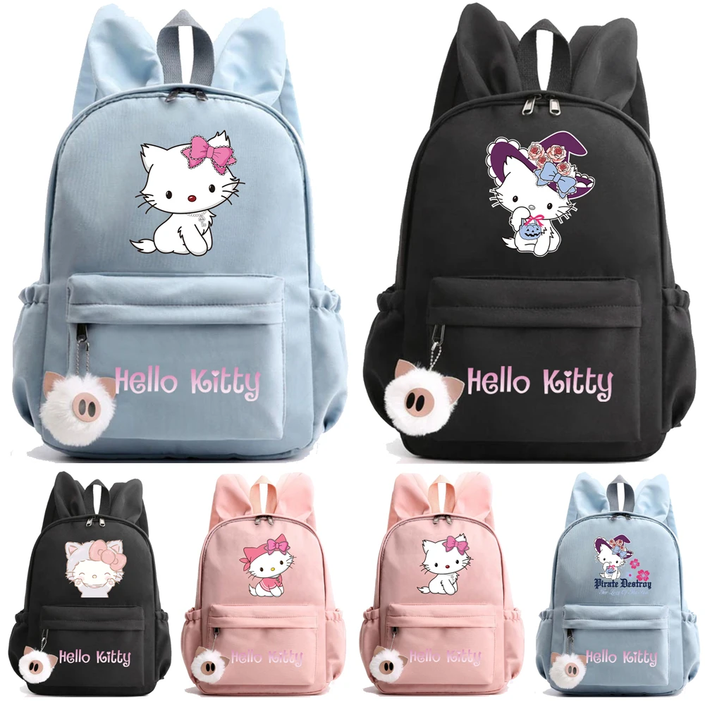 

Детский рюкзак с милыми кроличьими ушками для девочек и мальчиков, школьный ранец Sanrio Hello Kitty для учеников, легкие водонепроницаемые подарочные сумки