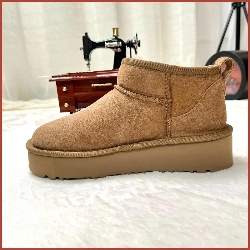 Женские зимние толстые ботинки из натуральной кожи и овечьей шерсти 6109-1