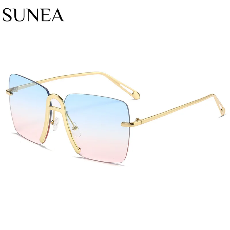 

Women Sunglasses Fashion Rimless Square Sunglass Oversized Sun Glasses Retro UV400 Gradients Shades Eyewear Lunette De Soleil