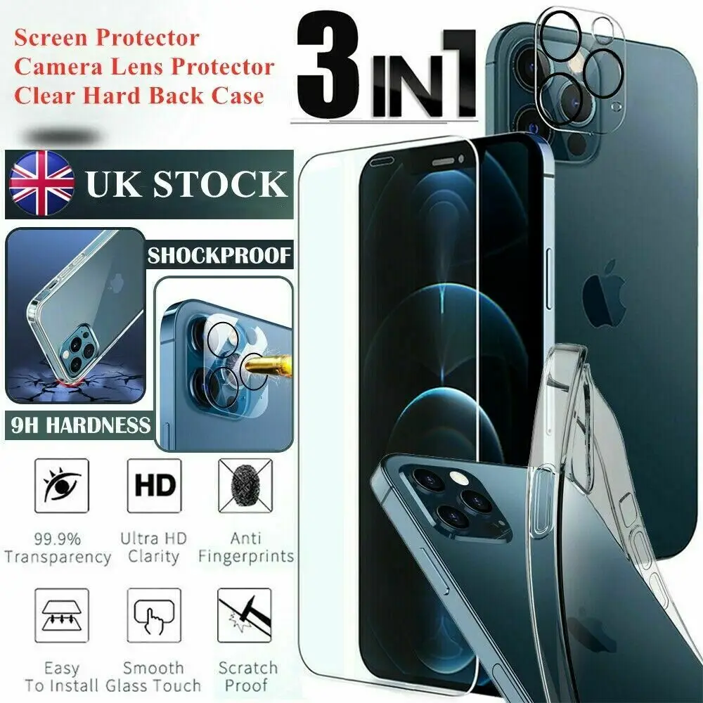 

For iPhone 13 12 Pro Max Mini Tempered Glass Screen Protector Camera Lens Case