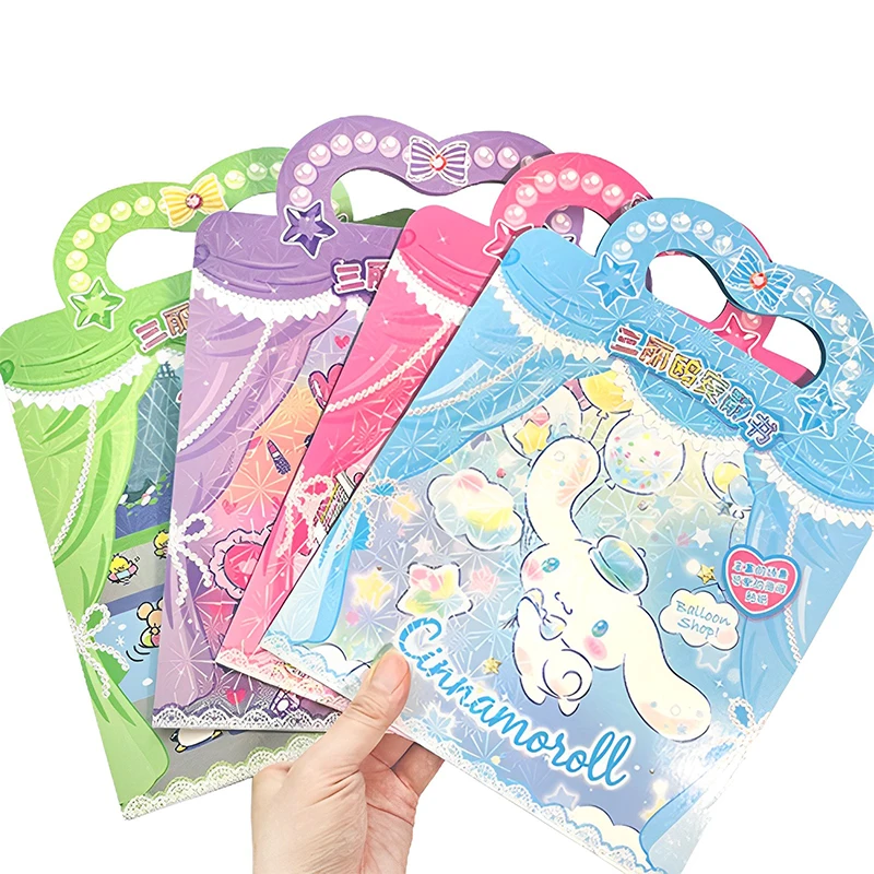 

Sanrios Three-dimensional DIY Toy Book for Children Laser No-cut Handmade Dress-up Set Material Quiet Handheld Sticker Wholesale