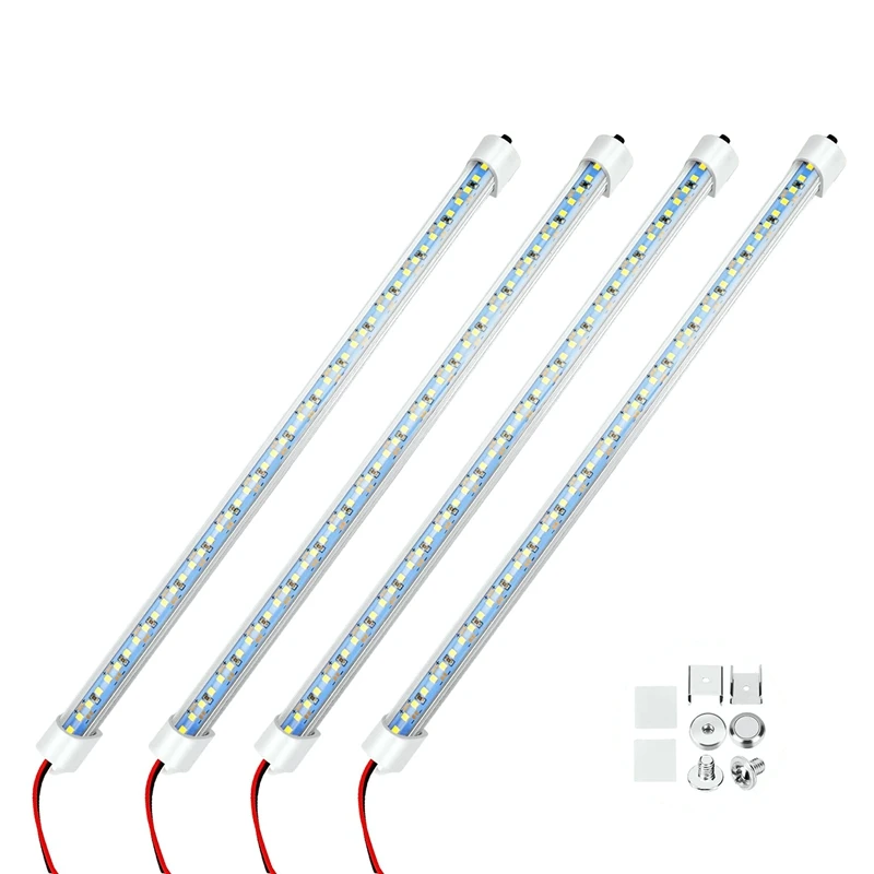 

12V Interior LED Light Bar 48 Leds Strip Lights With Switch And Magnets 6500K White Light For Car Van RV With US Plug