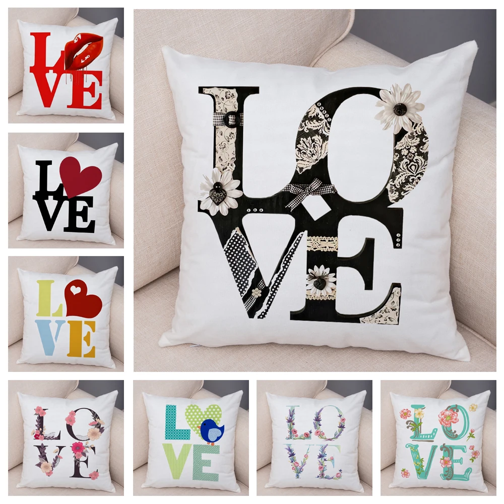 

Love Heart Letter Flower Body Throw Pillow Case Cushion Cover Home Living Room Decorative Pillows For Sofa Bed Car 45*45 Nordic