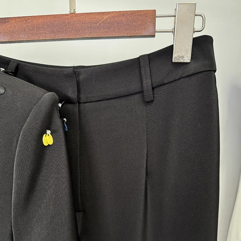 HKSH 2024 весенне-осенний новый женский пиджак с блестками и одной пуговицей длинный