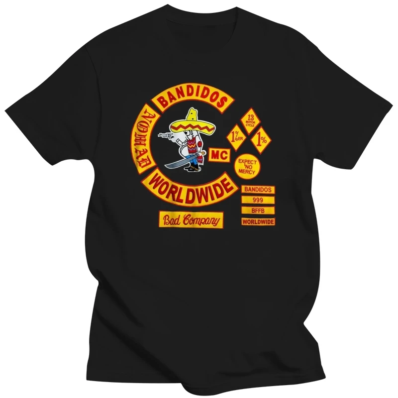 Bandidos MC логотип Кочевник мировой мотоцикл клуб футболка черный белый размер S-3XL