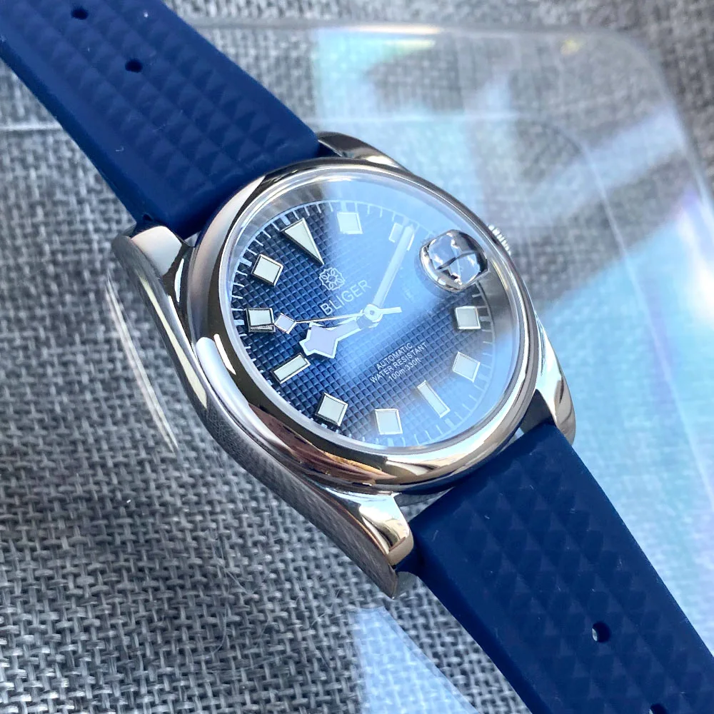 BLIGER 36 мм/39 мм NH35A зеленые синие автоматические мужские фонарики отметки польский