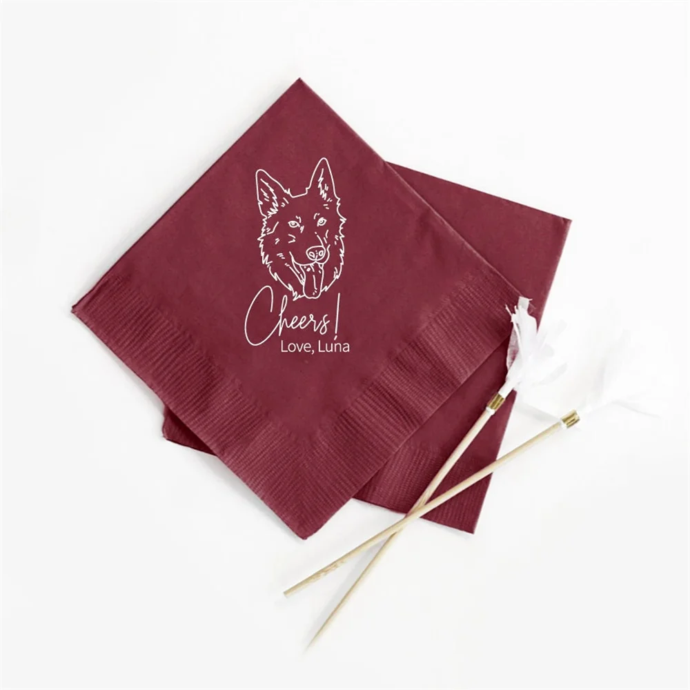 

50 бумажных салфеток для домашних животных, персонализированные свадебные салфетки для домашних животных, бумажные салфетки для домашних животных на заказ, двухслойные бумажные салфетки для домашних животных, на заказ