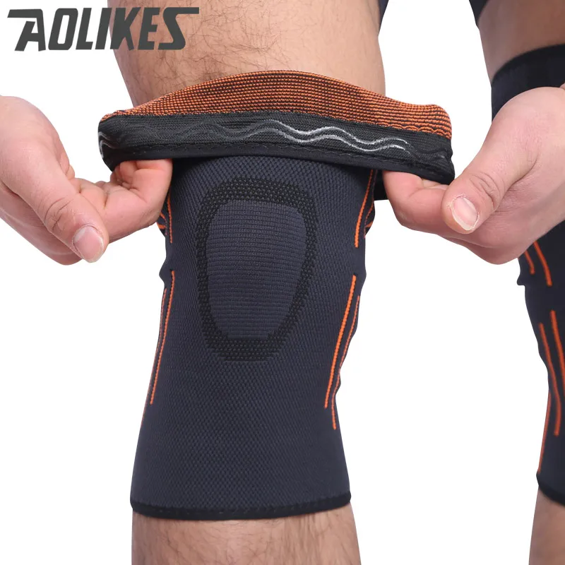 Наколенник для баскетбола, бадминтона, бега и других видов спорта с поддержкой, выполненный в высококачественной 3D-ткани с эластичностью и дышащей структурой от Aolikes PR.