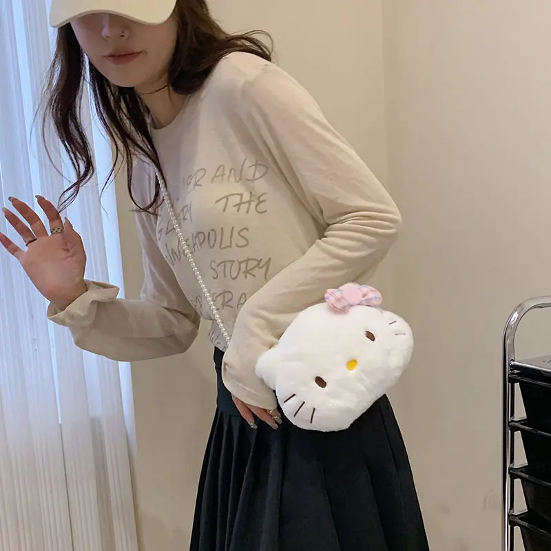 

Hello Kitty Y2K Sanrio аниме мультфильм плюшевая сумка Kawaii мягкая женская сумка через плечо Jk девушка горячий стиль универсальный кошелек для монет Портативный
