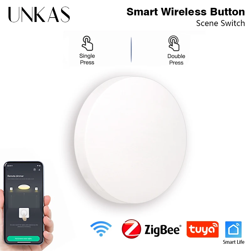 

Сценический переключатель UNKAS Tuya ZigBee, многофункциональная беспроводная кнопка для умного дома, работает с Gatewa