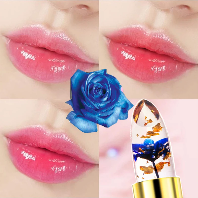 

Crystal Jelly Flower Lipstick Gloss Long Lasting Temperature Color Changing Lip Balm Transparent Moisturize Lips Makeup Cosmetic