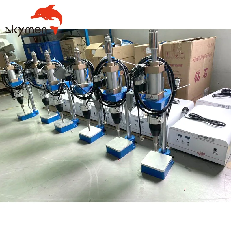 

Skymen New 35KHz 800W Full Automatic Spot Ultrasonic Textile Welding Machine Plastic Welder Mould Generatots