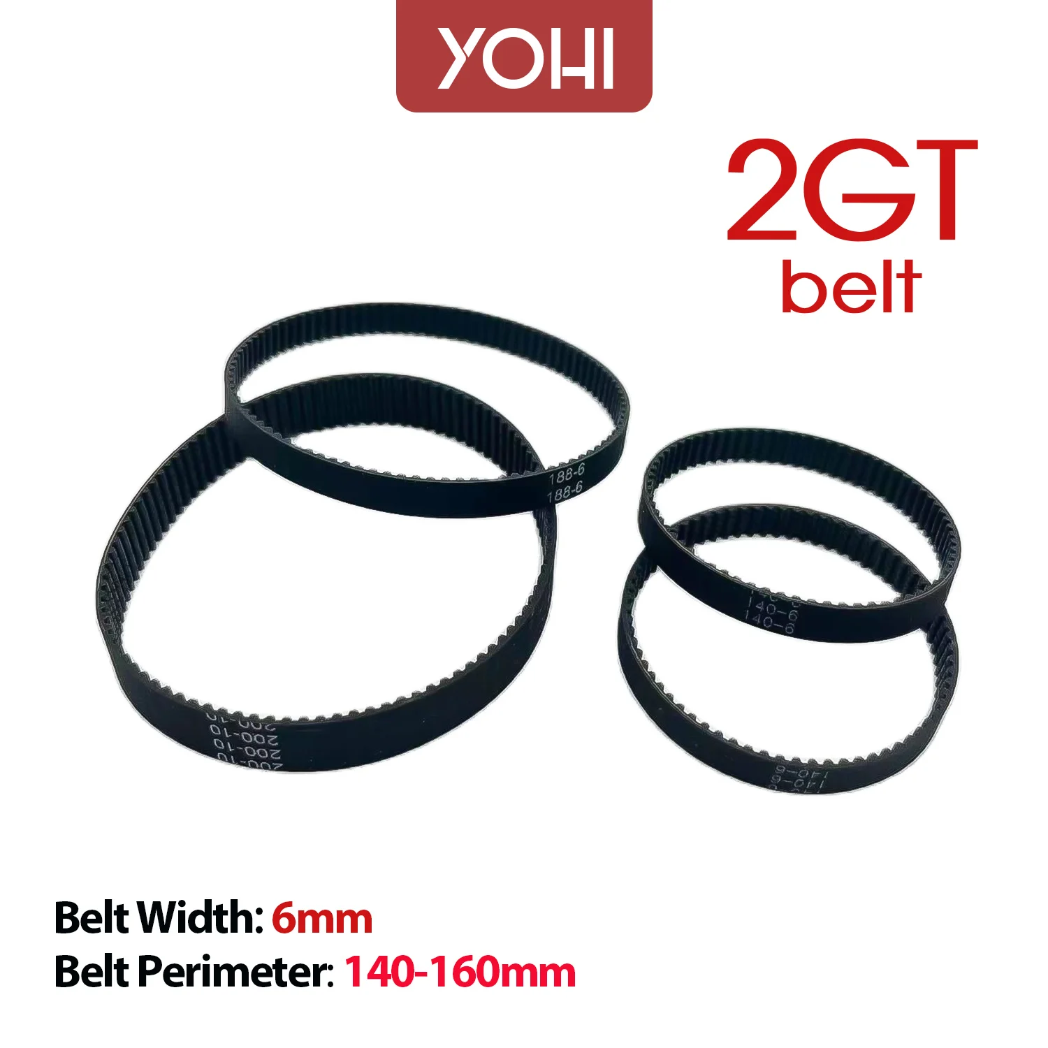 

Youhi GT2 Timing Belt Pitch Length 140/142/144/146/148/150/152/154/156/158/160mm Width 6mm Rubber Closed