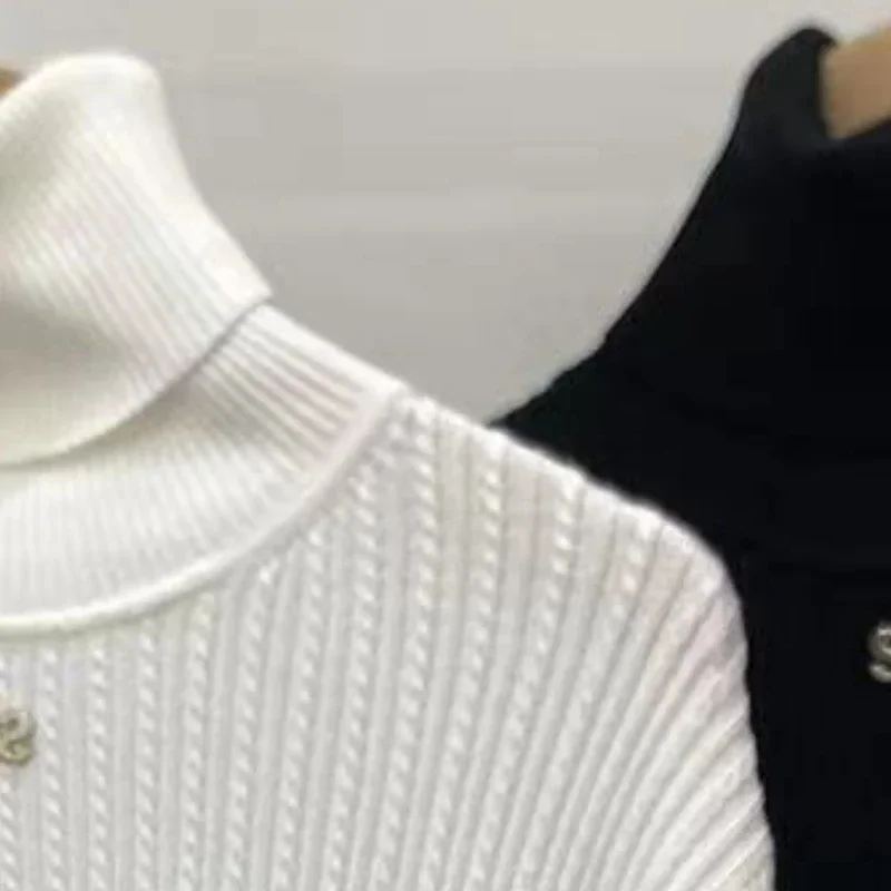 Популярный французский SA осенне-зимний новый облегающий однотонный вязаный топ