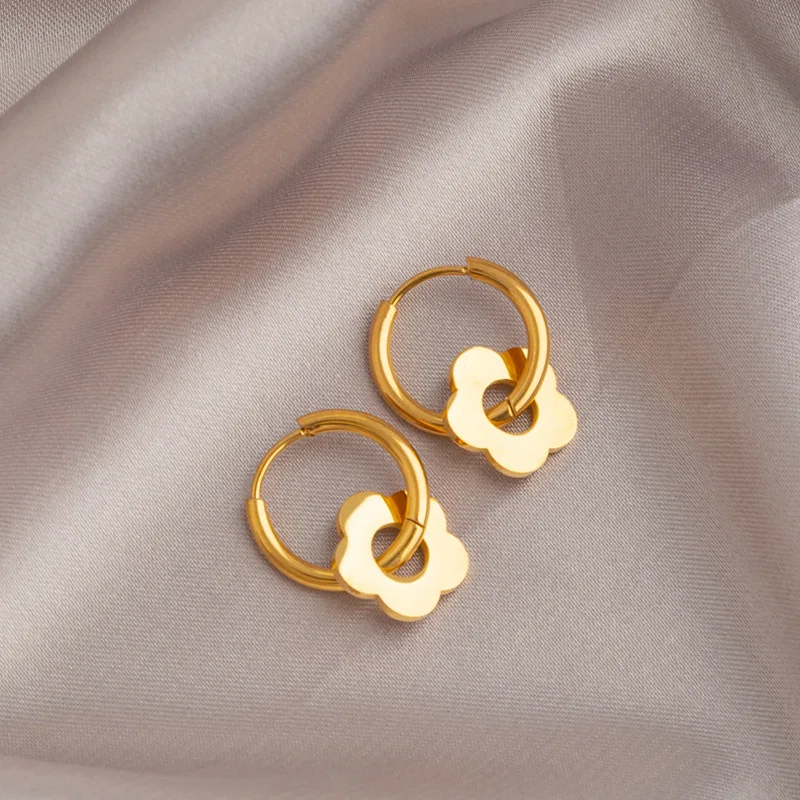 Европейские модные классические простые серьги в виде подсолнуха из титановой