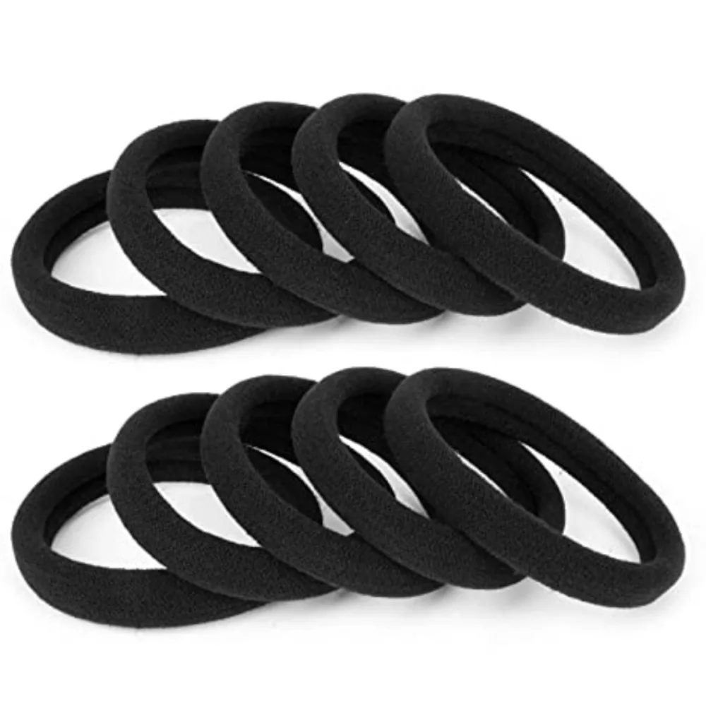 50PCS Baumwolle Schwarz Elastische Haar Krawatten Für Frauen Pferdeschwanz Nahtlose Weiche Haar Bands Haar Zubehör Kopfschmuck Durchmesser 3/4/5/6cm – Detail 4