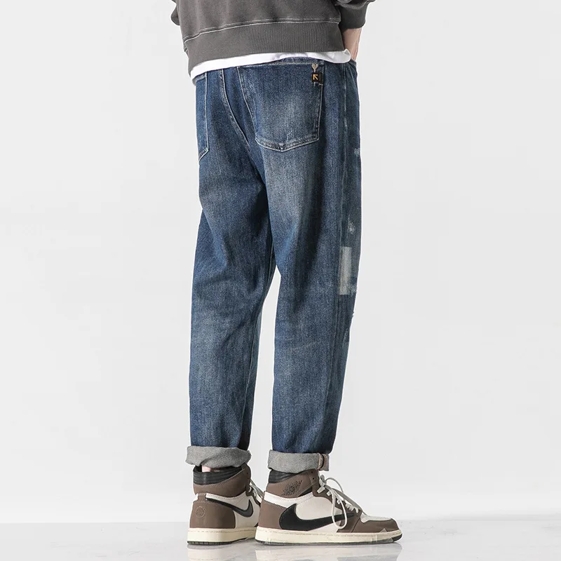 DEEPTOWN Vintage Distressed Jeans Men Classic Loose Casual Denim Trousers Male Streetwear Pants Men's Joggers Korean Hip Hop