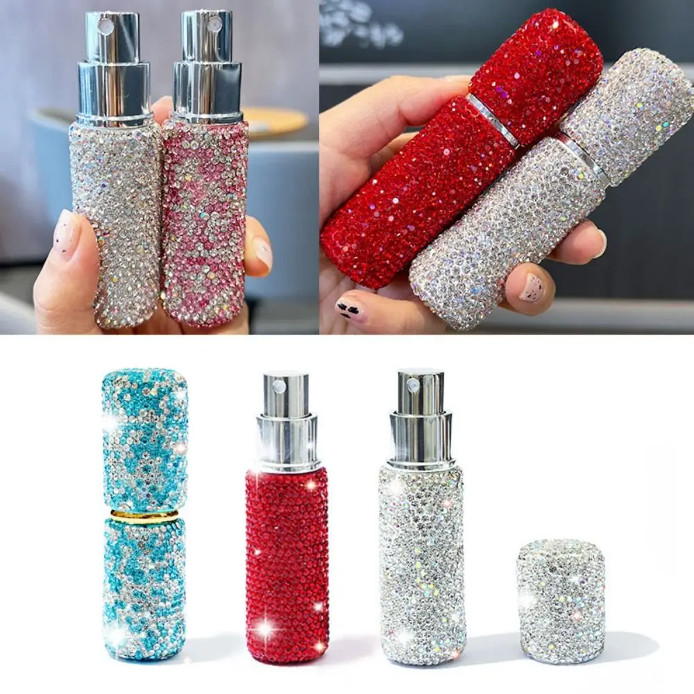 

10ml Diamond-encrusted Perfume Bottle Luxury Press Pump Refillable Spray Bottle Empty Mini Travel Sub-bottling