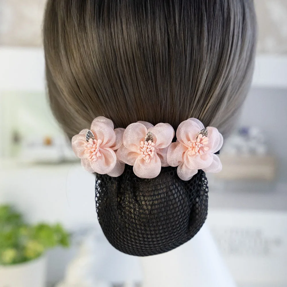 Цветочная заколка для волос с сеткой женщин женский офисный стюардесса