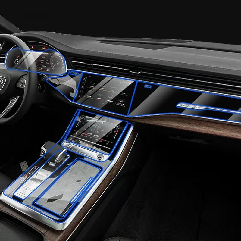 Прозрачная пленка из ТПУ для Audi Q7 Q8 2019-2022 наклейки салона автомобиля центральная