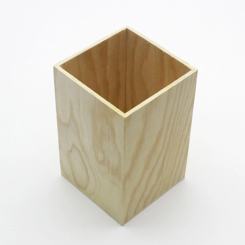

2pcs Office Pen Container Wooden Brush Storage Pot Stationery Organizer Holder