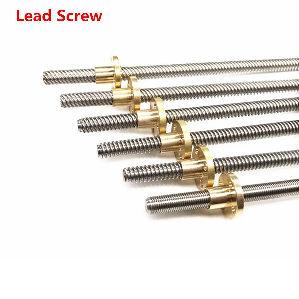 

T8 Lead Screw Rod Lead Pitch 8mm OD 8mm Pitch Stainless Steel Trapezoidal Rod Threaded Brass Nut for Reprap 3D Printer CNC Part