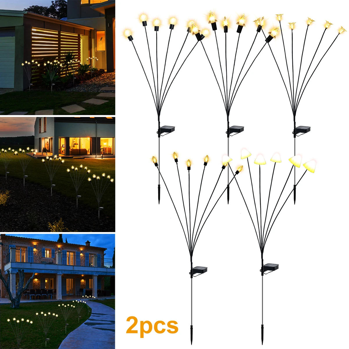 

2 шт., солнечные светлячки, IP55, водостойкие