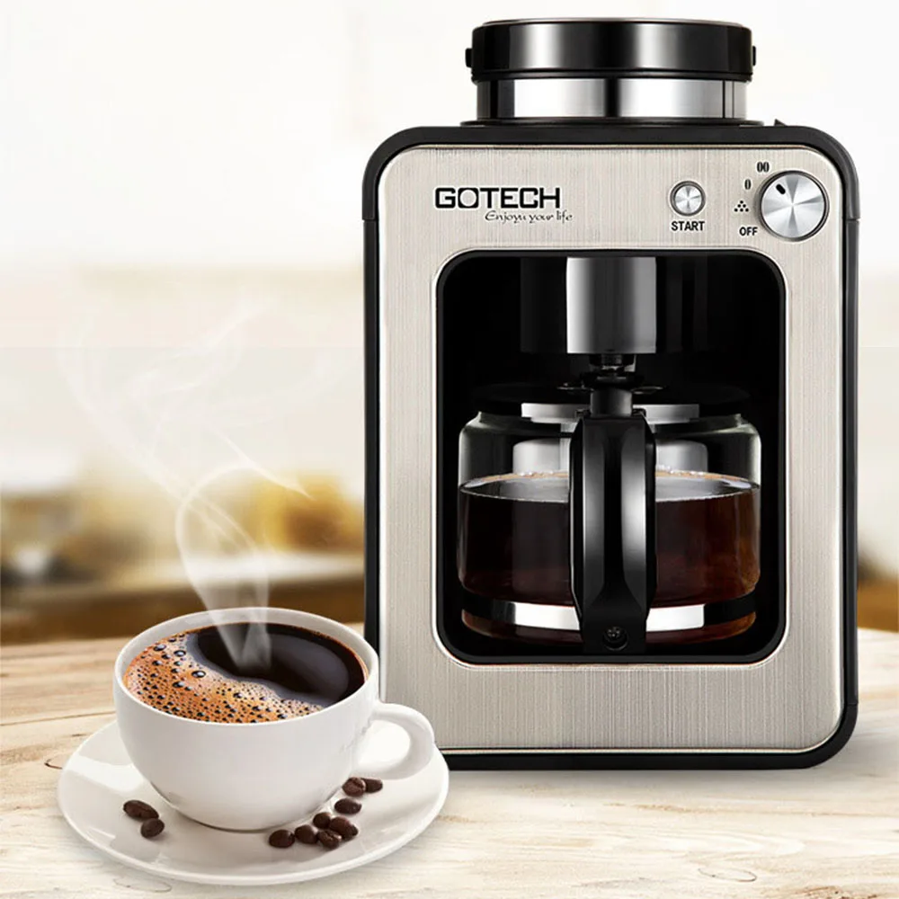

Household Small Coffee Maker Automatic Drip Type American Coffee Machine For Home Kitchen Office 1-4 Cups Grinding Beans