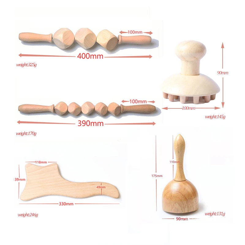 Деревянный лимфатический дренажный инструмент набор из 5 деревянных роликов для