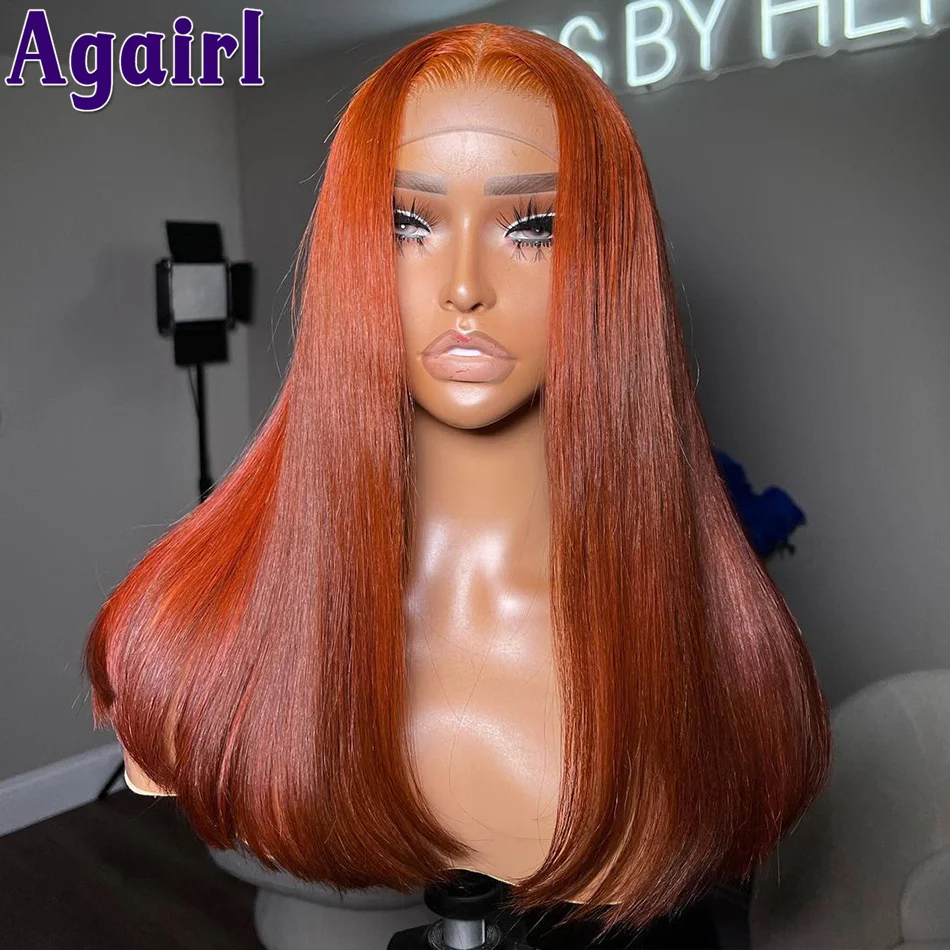 

Ginger Brown 13x4 13x6 Lace Frontal Wig Peruvian Pre Plucked Human Hair Straight Wigs Transparent 5X5 4X4 Closure Wigs for Women
