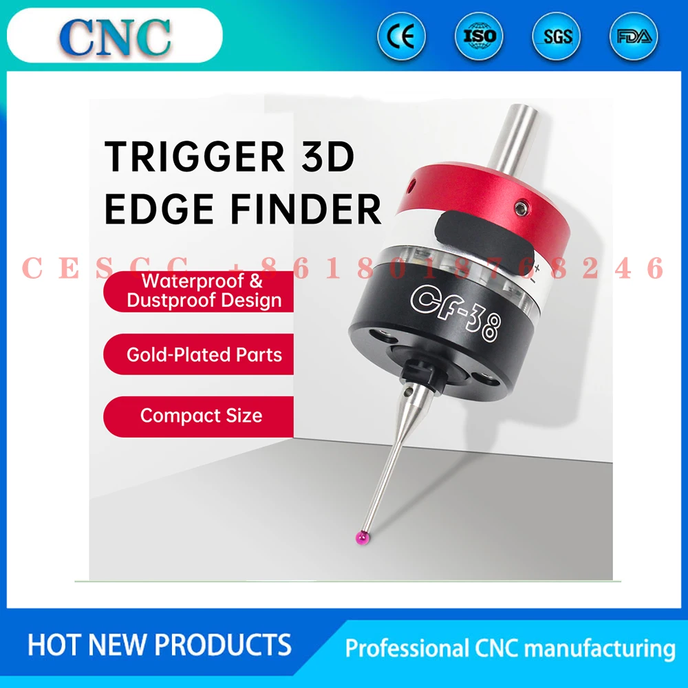 

2023 latest 3D Edge Finder Machining Center Cnc Milling Machine Three-coordinate Precision Probe Centring Rod Tool Setter CF-38