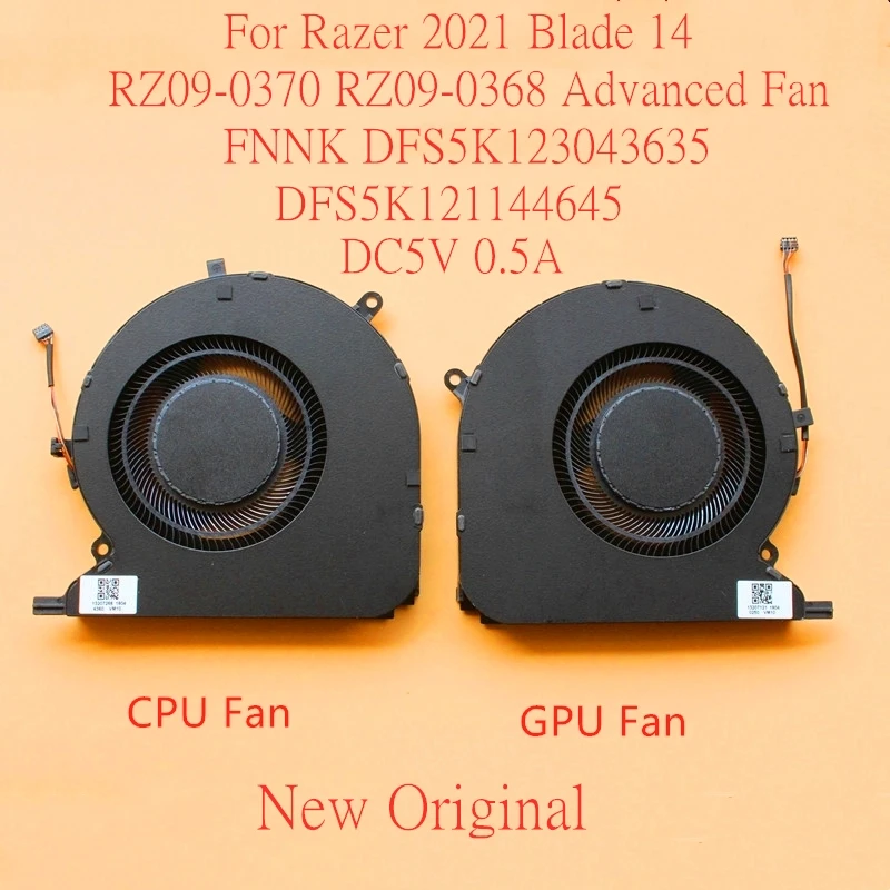 

New Original Laptop CPU GPU cooling Fan For Razer 2021 Blade 14 RZ09-0370 RZ09-0368 Advanced FNNK DFS5K123043635 DFS5K121144645