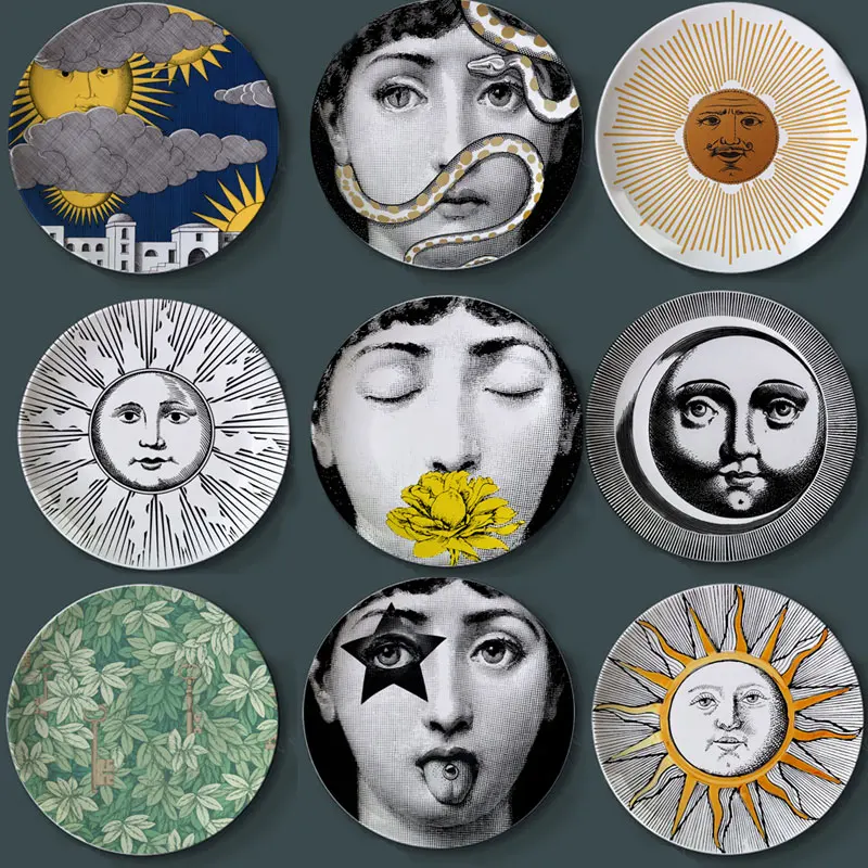 

Character Decorative Plate Art Face Hanging Plate Home Furnishing Room Decoration Trays Decorative