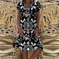 womens shift dress knee length dress short sleeve summer floral pattern print v neck casual xs 8xl