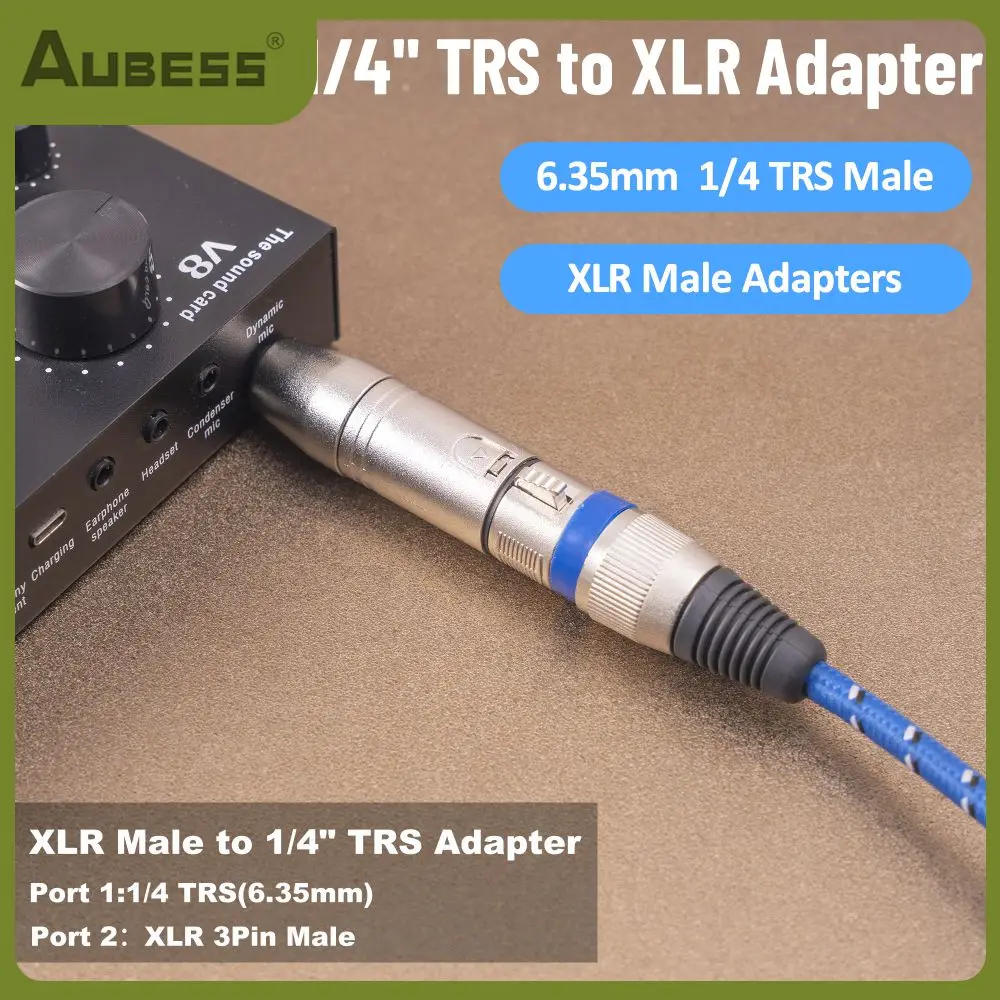 

6.35mm 1/4 Trs Male Plug Jack Headphone Audio Converterjack Durable And Durable Cable Converter High Quality Metal Shell Adapter