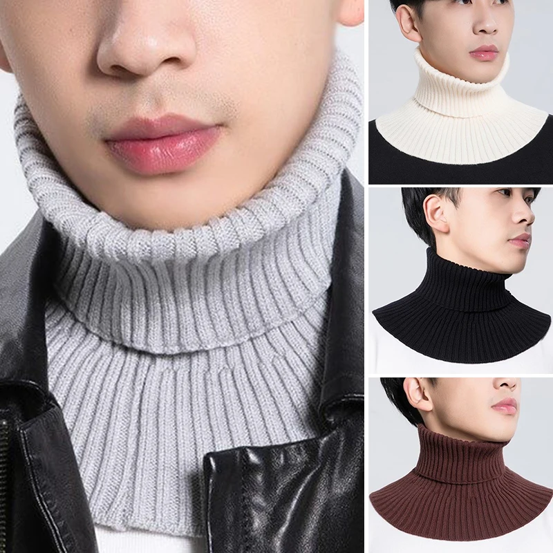 

New Men Fake Collar Scarf Ribbed Knitted Elastic False Collar Scarf Winter Cycling Windproof Warm Ruffles Detachable Scarf Wild