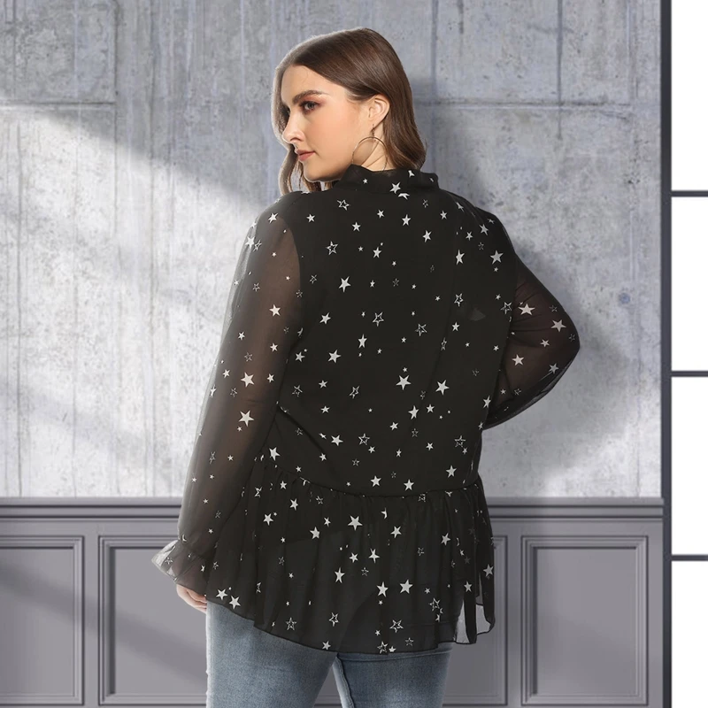 Женская шифоновая блузка-туника с длинным рукавом и бантом |