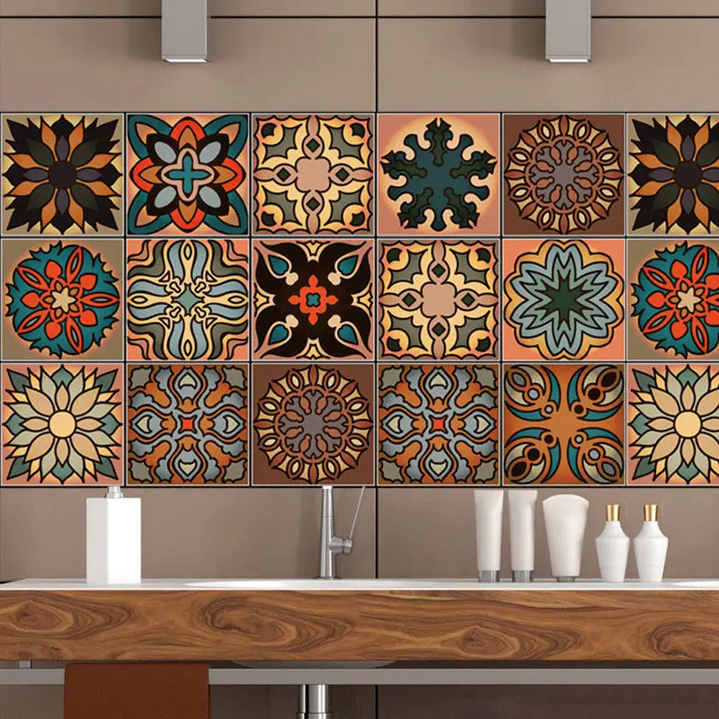 

HOT 20 Pcs 3D Multi Moroccan Self-Adhesive Bathroom Kitchen Wall Stair Tile Sticker