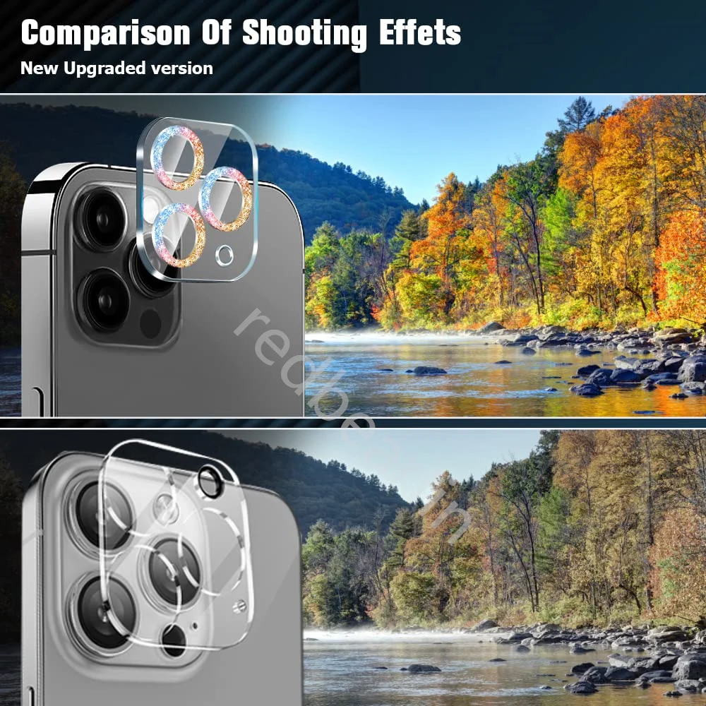 50pcs One Piece Glitter Diamond Camera Lens Protector For iPhone 11 12 13 14 Pro Lens Protective Glass for iPhone 14 pro max
