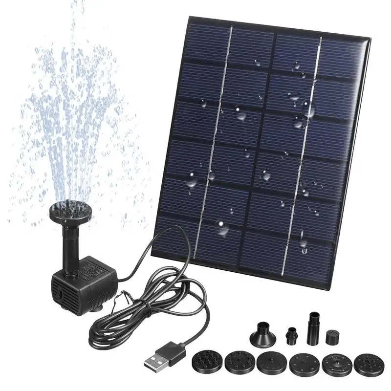 Solar Fountain Pump With Panel 2W Floating Water Pump Kit With 6 Nozzle Solar Powered Fountain For Bird Bath Fish Tank Outdoor