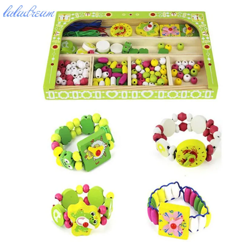 

wooden box Mixed Kids Multicolor Wooden Beads For DIY Jewelry Making Fit Children Necklaces Bracelets Handmade