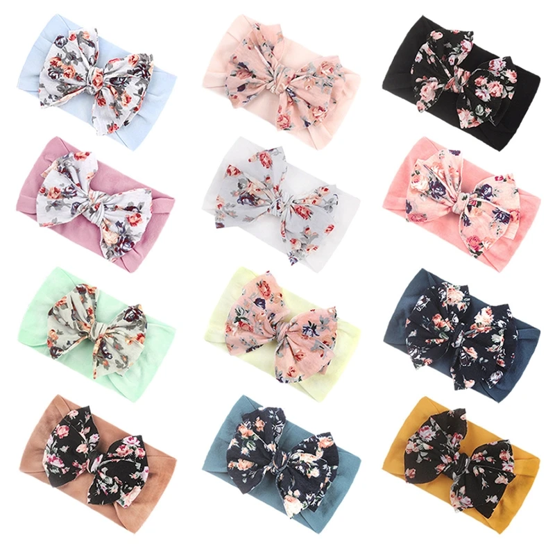 

Toddler Newborn Bowknot Stretch Hairband Headwear Baby Children Boys Girls Headband Turban Knot Bows Head Wrap Hair Band