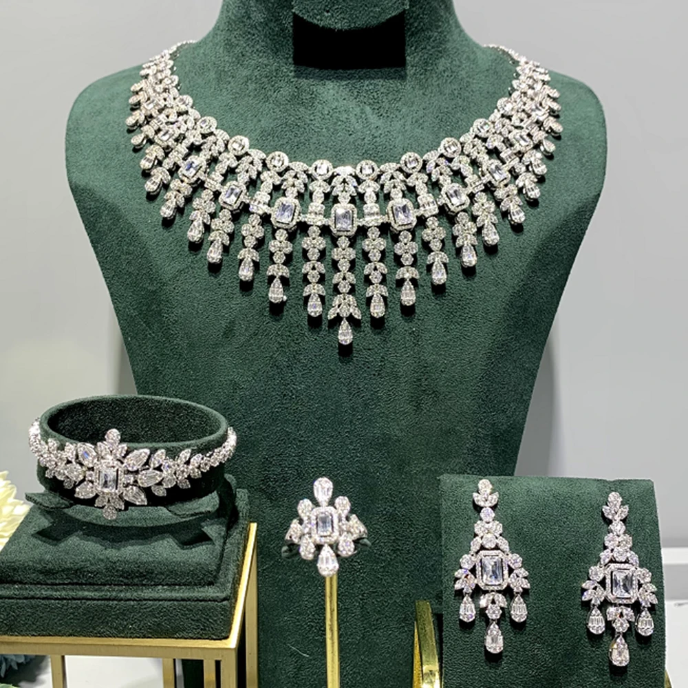 

TIRIM Luxury Elegant Bridal Necklace Set for Women Cubic Zirconia Woman Jewelry Sets Wedding Party Accessories Expensive jewelry