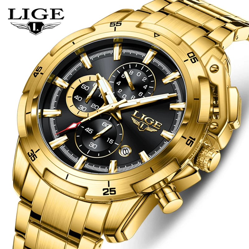 Часы наручные LIGE Мужские кварцевые модные повседневные спортивные деловые