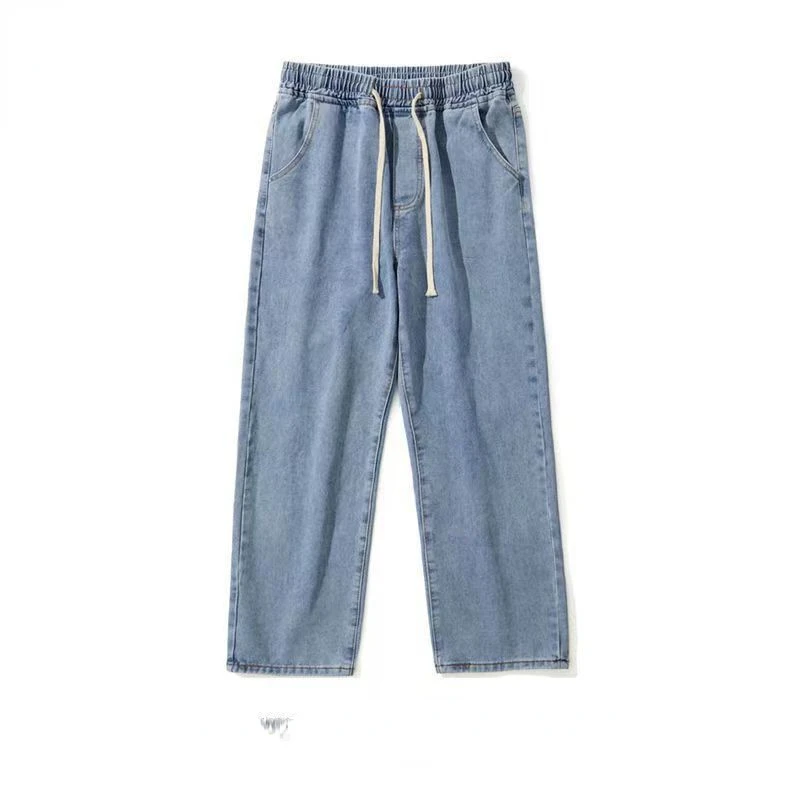 

Jeans Men 2023 Spring New Comfortable Streetwear Solid Color Denim Male Trousers Casual Retro Wide Leg Straight Pants Trend H4