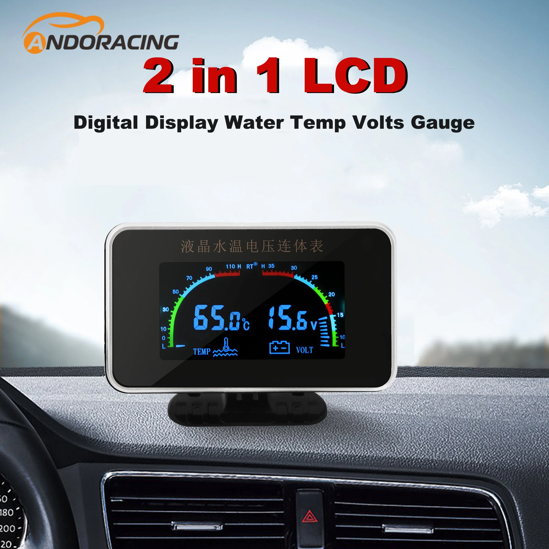 

12/24v Universal Gauge Waterproof 2 In 1 LCD Car Digital Display & Gauge Water Temp M12 M14 Thread