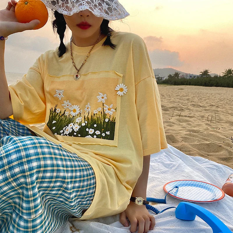 Женские футболки с рисунком красивых цветов и хризантем женская футболка