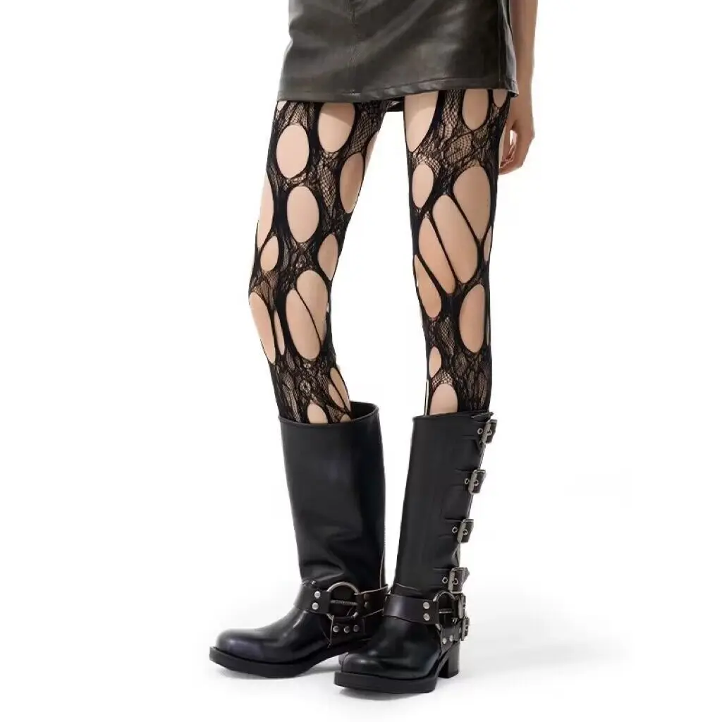 Готические женские сексуальные чулки с разрывными дырками женское нижнее белье