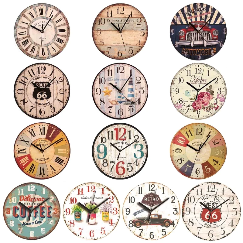 

Wall Wooden Clocks Brief Design Silent Home Cafe Office Wall Decor 9inch Wall Art Large Wall Clocks 23cm Coffee Houses
