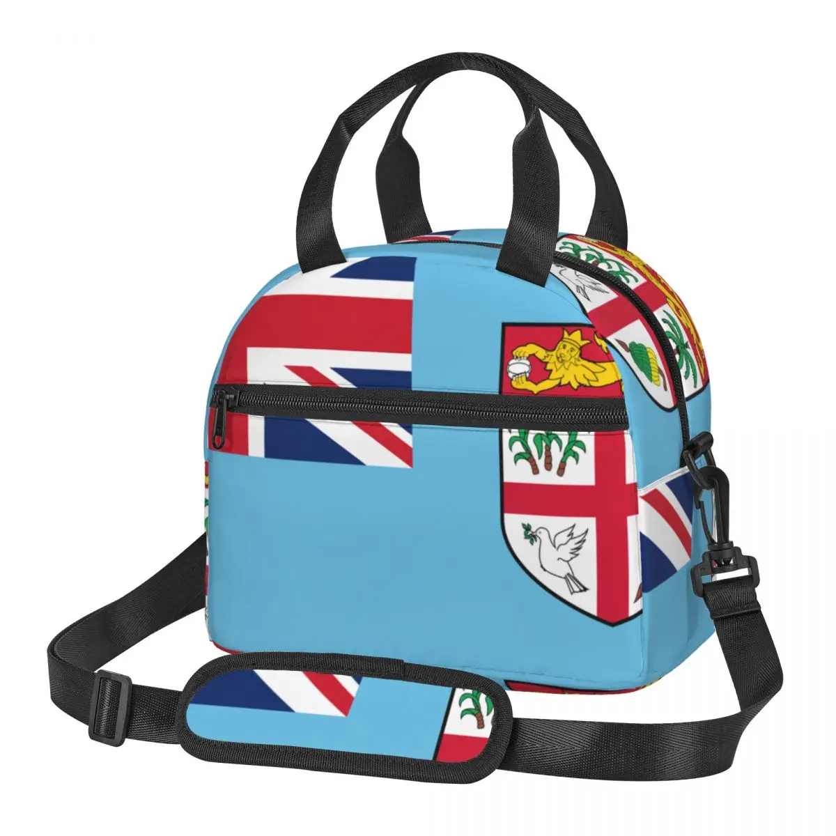 

Fresh Cooler Bag Flag Of Fiji Portable Thermal Lunch Bag For Women Lunch Box Tote Food Bag